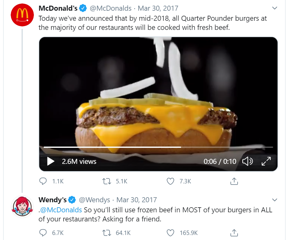 Wendy's and McDonald's on Twitter
