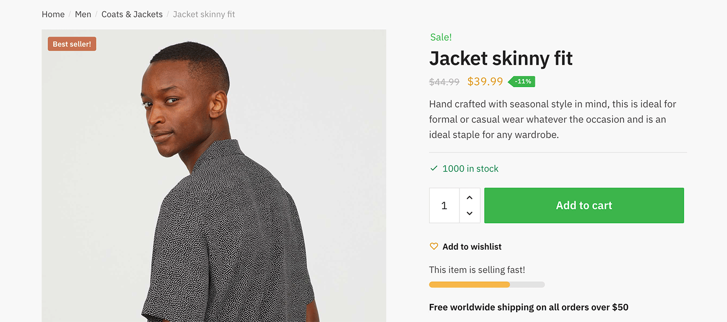 Custom badge on the single product page