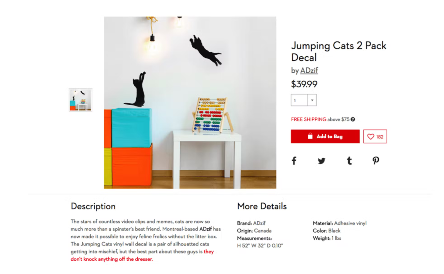 Jumping cats product page