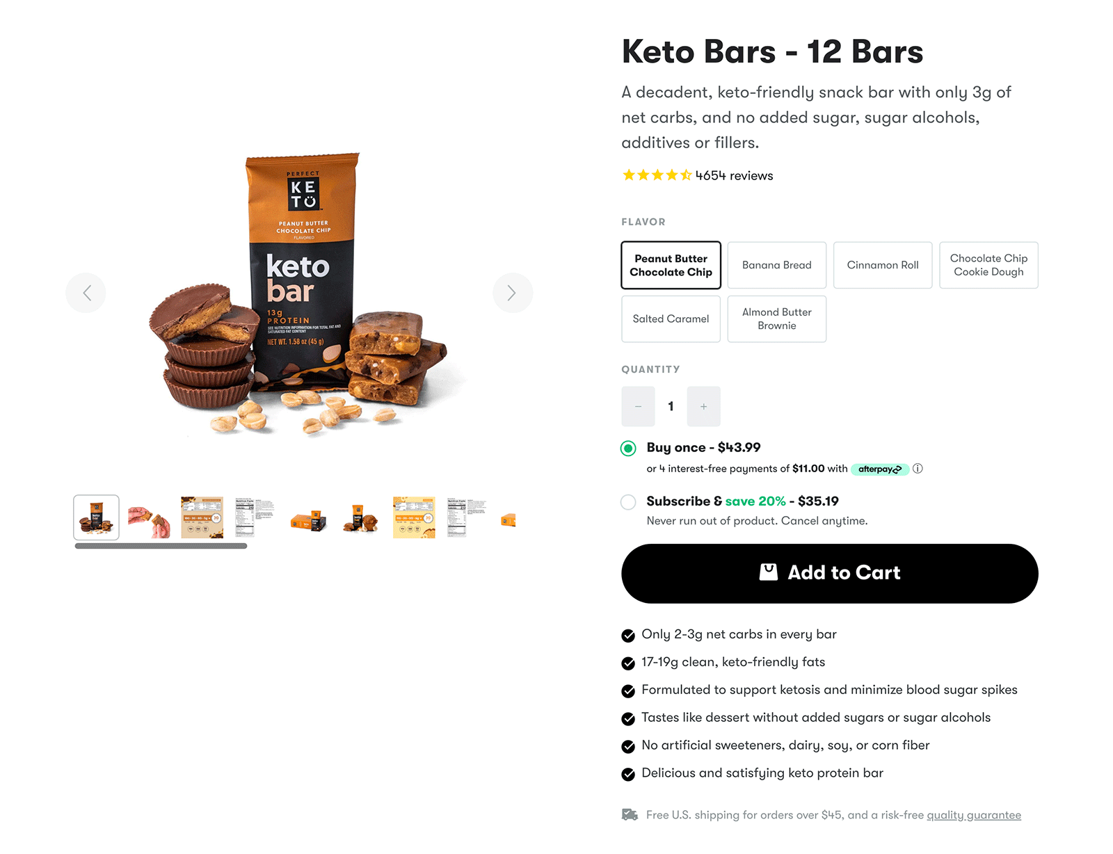 Keto Bars product page