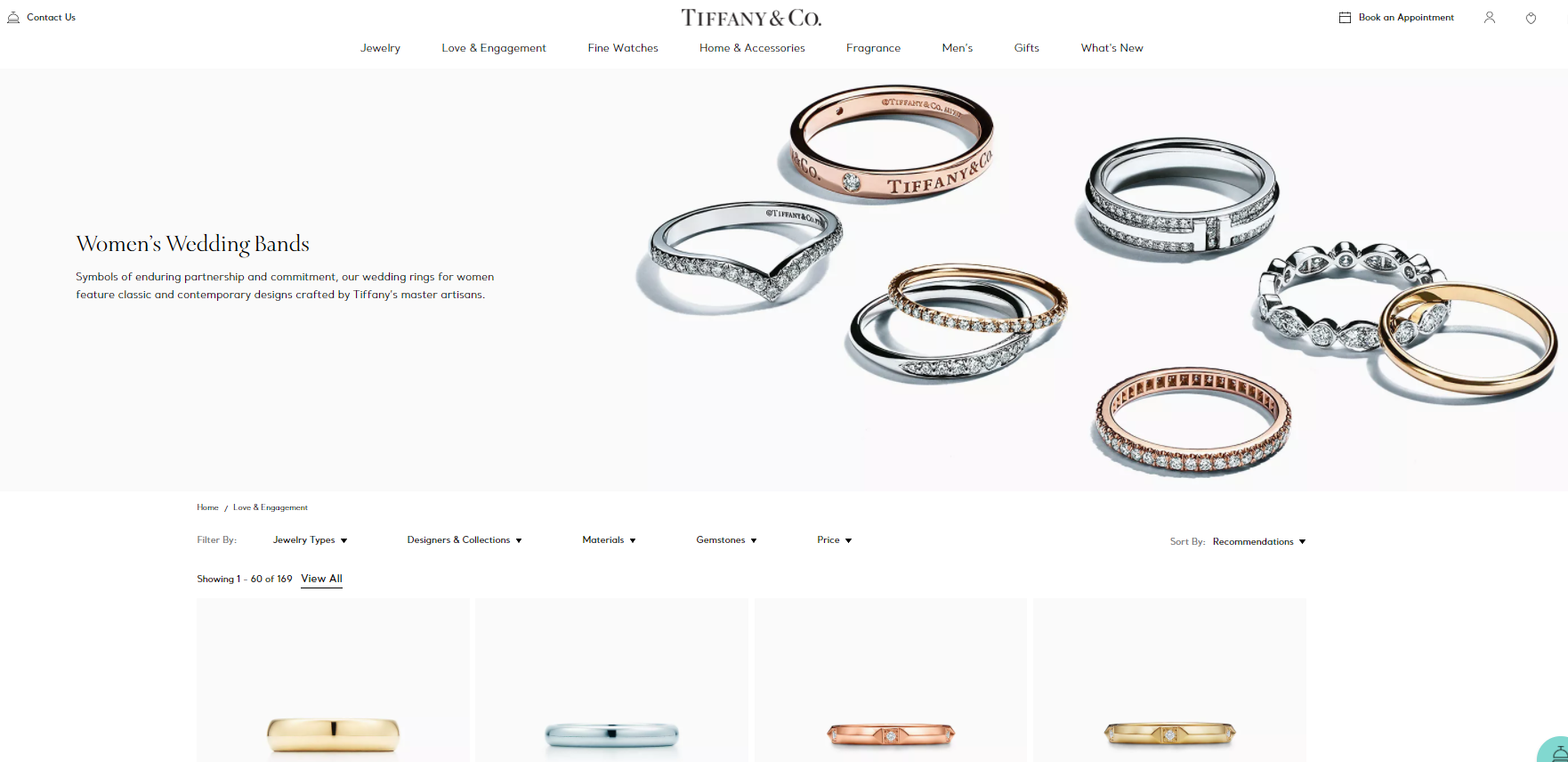 Tiffany & Co. category page