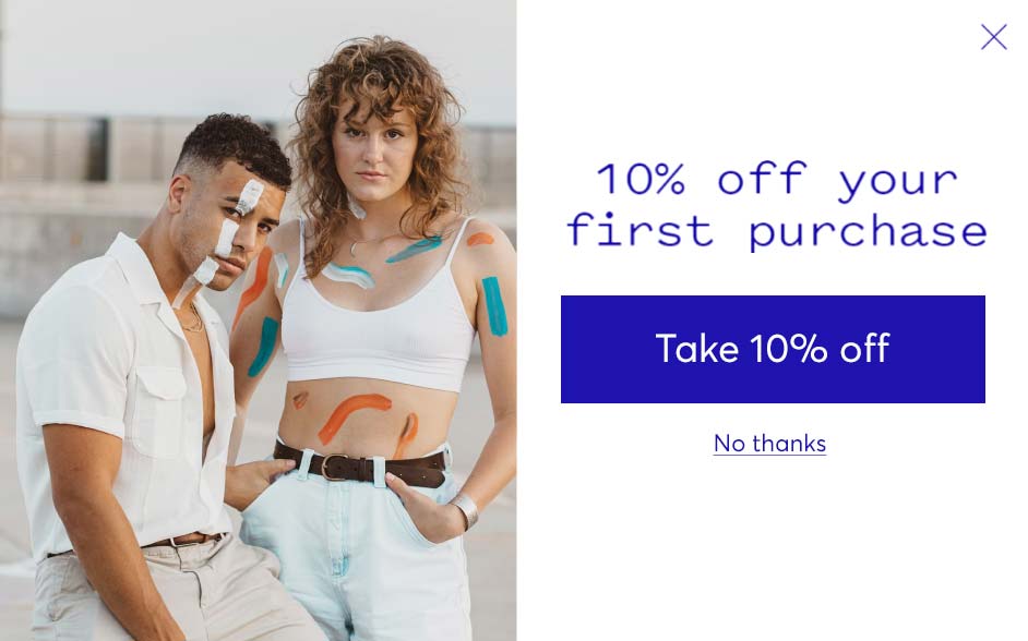 10% off your first purchase popup feature
