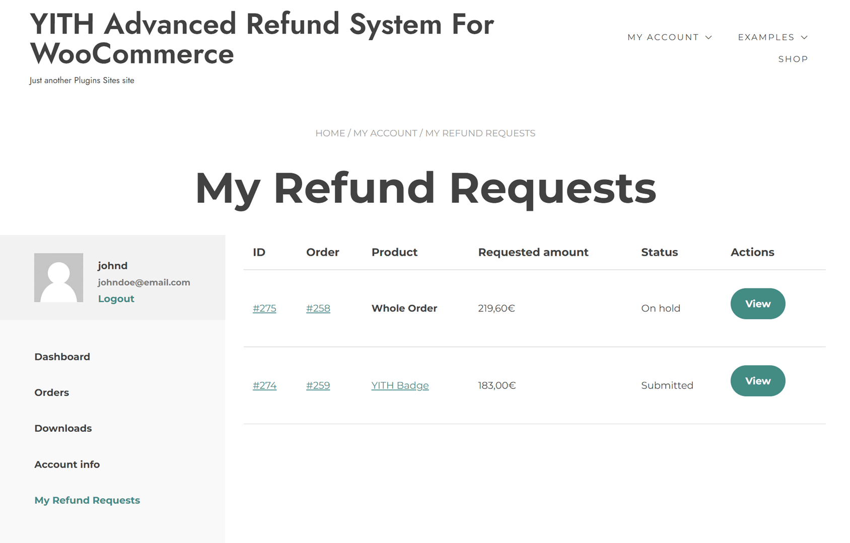 YITH Advanced Refund System For WooCommerce